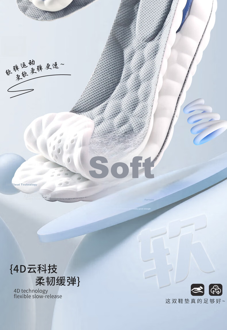 Zusheng 2 Pairs Men's Sports Insoles Sweat-Absorbing Comfortable Shock-Absorbing Thickened Running Military Training High-Elastic Breathable Anti-Fatigue Insoles 1