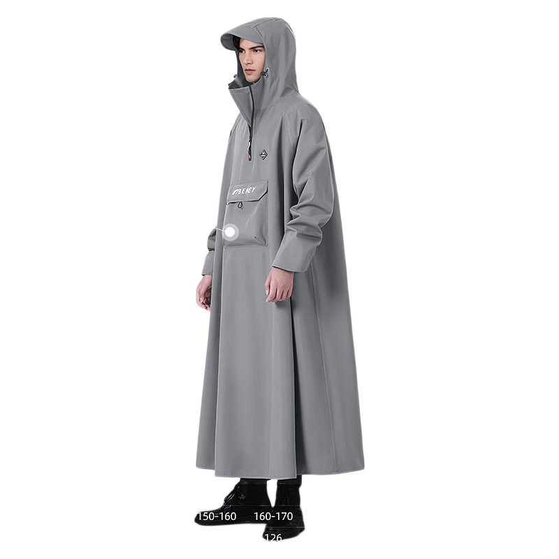 Beimei Electric Scooter Raincoat for Men And Women, Single-Person Integrated Long Full-Body Heavy Rain Protection with Detachable Hood