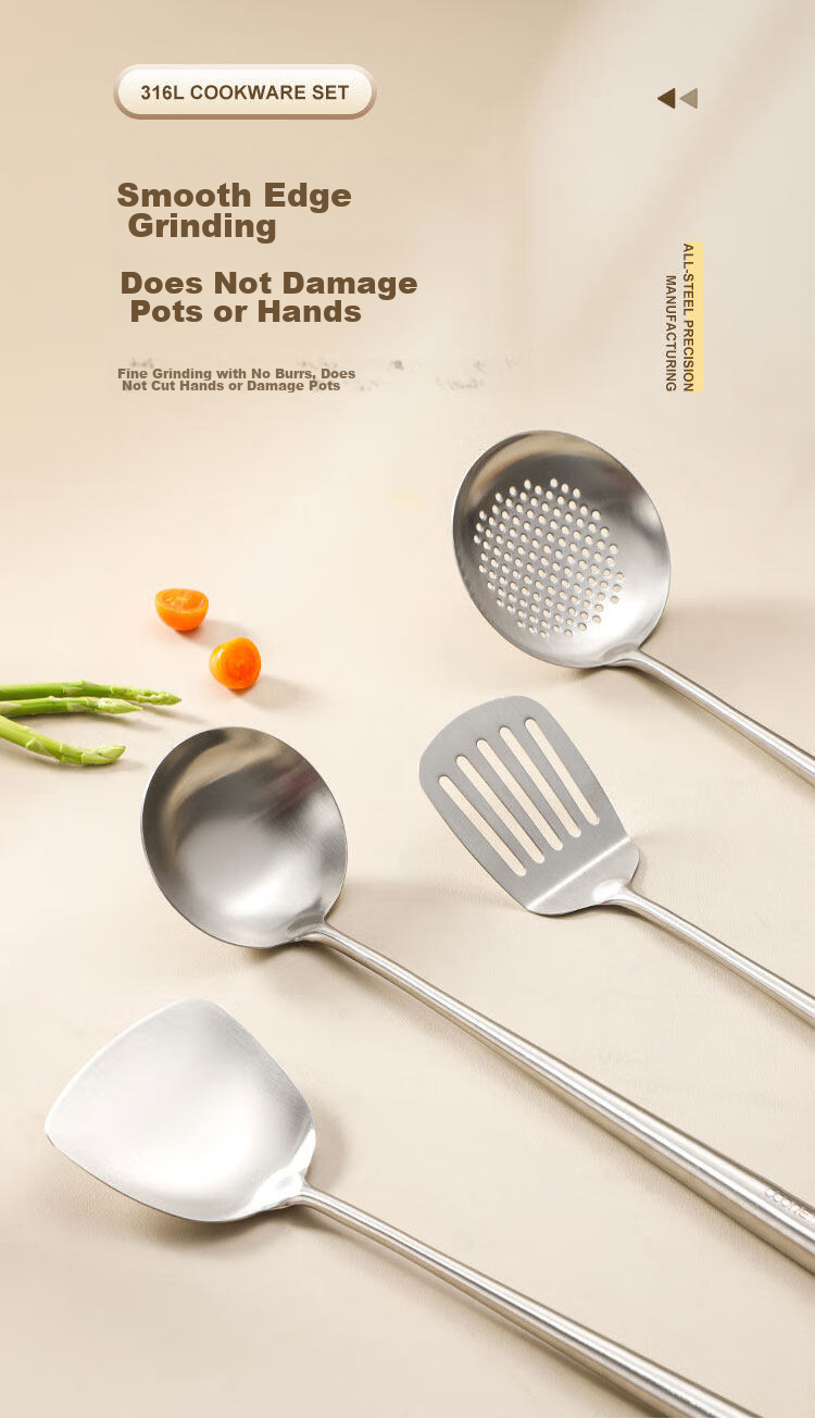 Wuxinzhizao 316 Stainless Steel Food Grade Cooking Spatula Chef's Stir Fry Spoon Household Cooking Spatula 8
