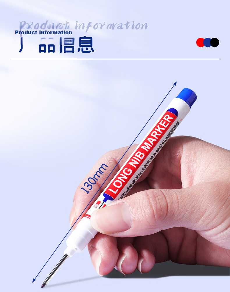 DiLe Long-Tip Marker Pen, Oil-Based Line Marker, Specially Designed for Tiles And Carpentry, Construction Site Use, Extended Deep Hole, Fine Line Drawing, Waterproof And Oil-Resistant Marking Pen, XN-317 Mixed Colors, Pack of 6 12