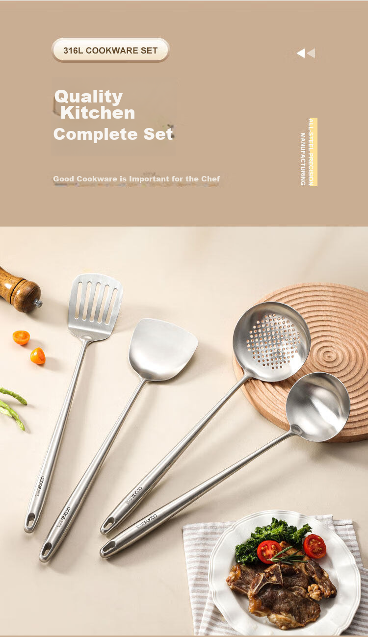Wuxinzhizao 316 Stainless Steel Food Grade Cooking Spatula Chef's Stir Fry Spoon Household Cooking Spatula 9