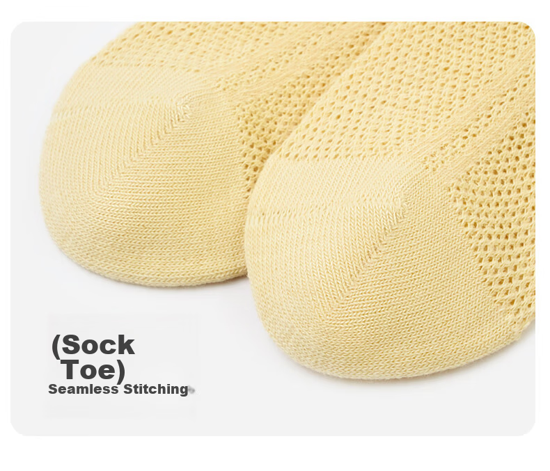Growth Baby Socks Summer Thin Breathable Mesh Cotton Infant Socks Solid Color Seamless Mid-Calf Socks Loose Cuffs Non-Binding 15