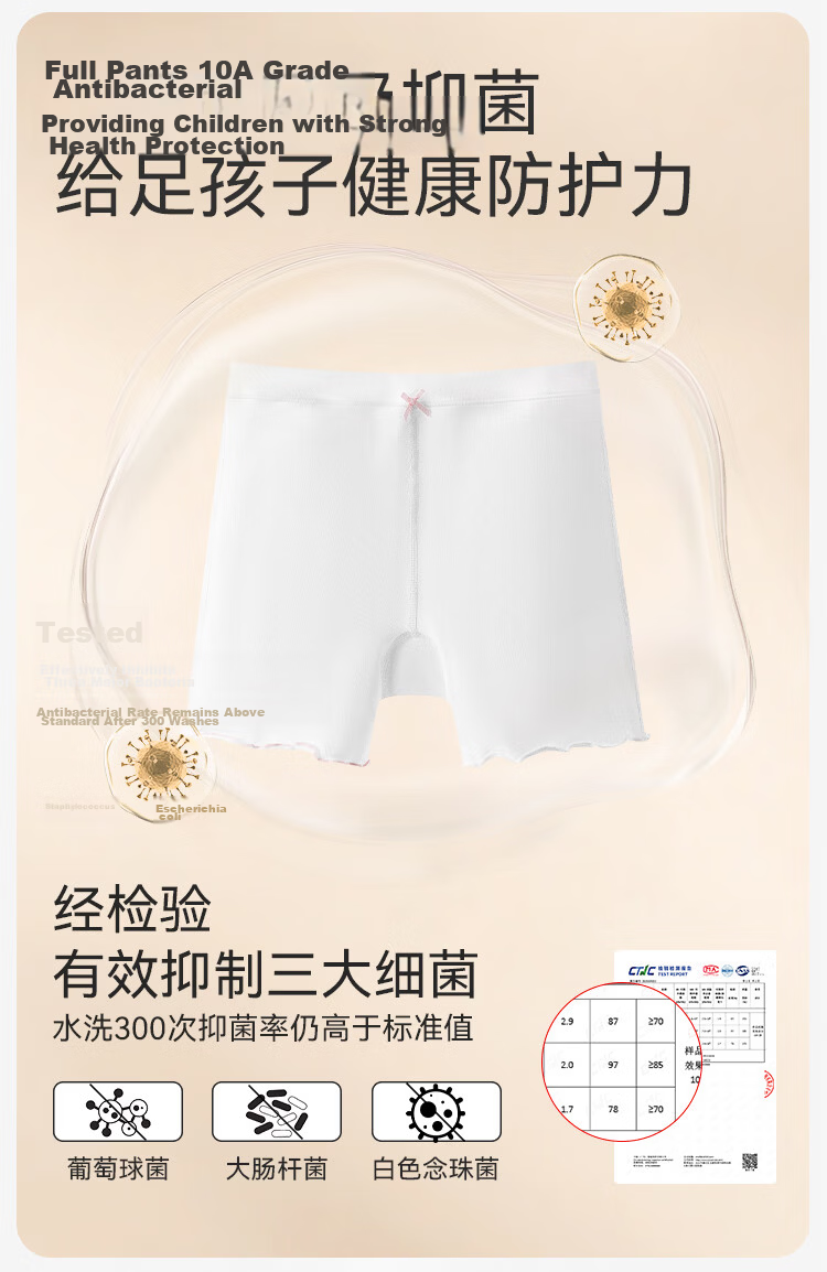 Ying's [50s Long-Staple Cotton] Girls' Safety Shorts Mulberry Silk Mesh Gusset Antibacterial Versatile Children's Underwear 8