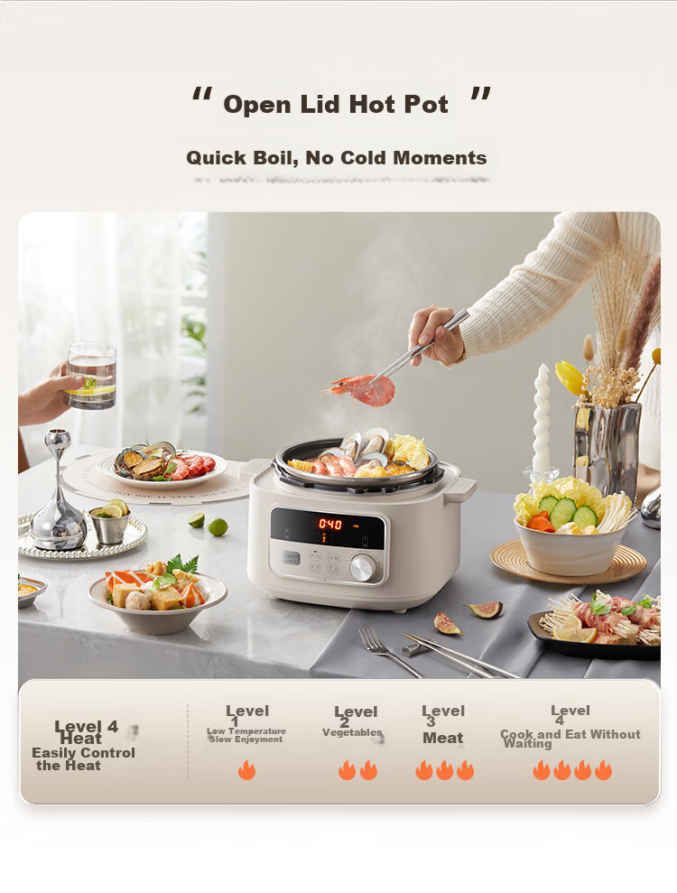 Bear Electric Pressure Cooker Small Smart High-Pressure Rice Cooker Household Multifunctional Automatic Exhaust YLB-D25F1 [New Generation True Boiling] 2.5L Iron Pot 24