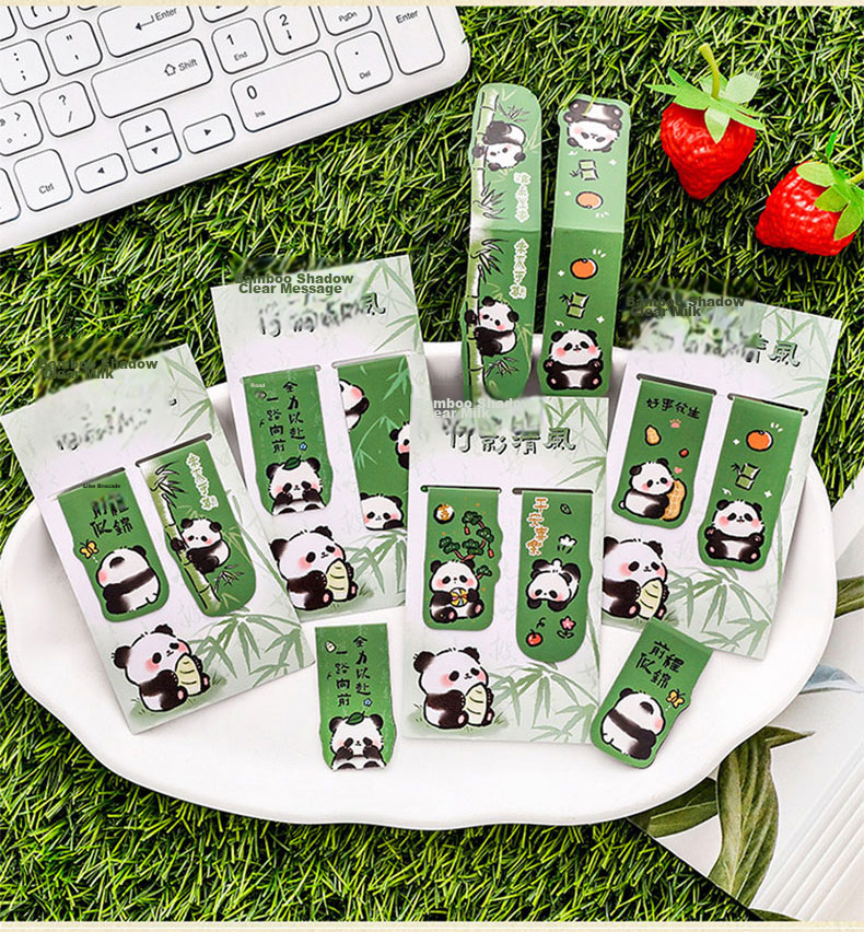 Shiluode Cute Panda Magnetic Bookmark Student Kindergarten Graduation Gift Exam Prize Inspirational Double-Sided Magnetic Bookmark High-Quality Reading Page Clip 4 Sets 8 Pieces 9
