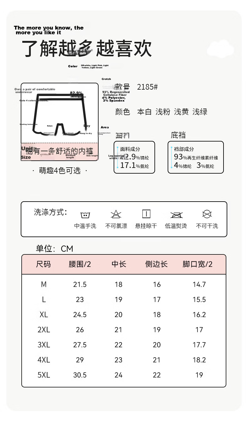 Hodo Girls' Ice Silk Underwear, Summer Thin Breathable Triangle Shorts, Pink Green Pink Yellow, Size 110 2