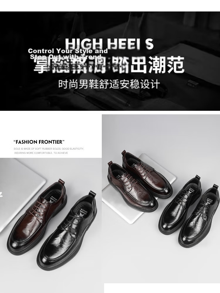 Jingzhenlianggong Business Casual Derby Leather Shoes Men Cowhide Business Lace-up Black 39 11