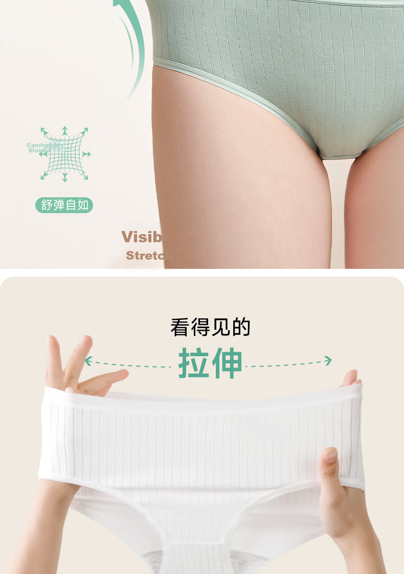 Qihaiqiu 8-Pack Disposable Women's Striped Cotton Double-Crotch Sterilized Individually Packaged Maternity Postpartum Daily Use Panties - 2XL 7