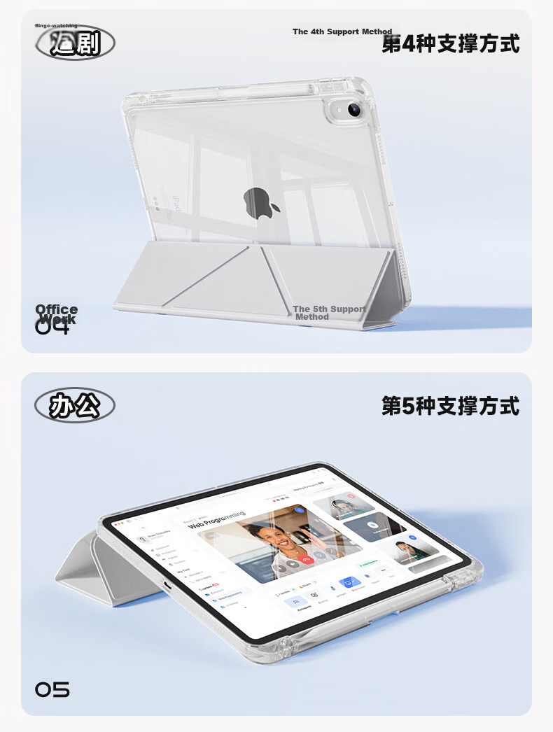 RBP 2026 iPad Air 8 M4 Chip Protective Case 11-inch Air 7 6 5 4 Tablet Cover 3Y Slide Rail Split Transparent Anti-Bend with Pen Slot 4