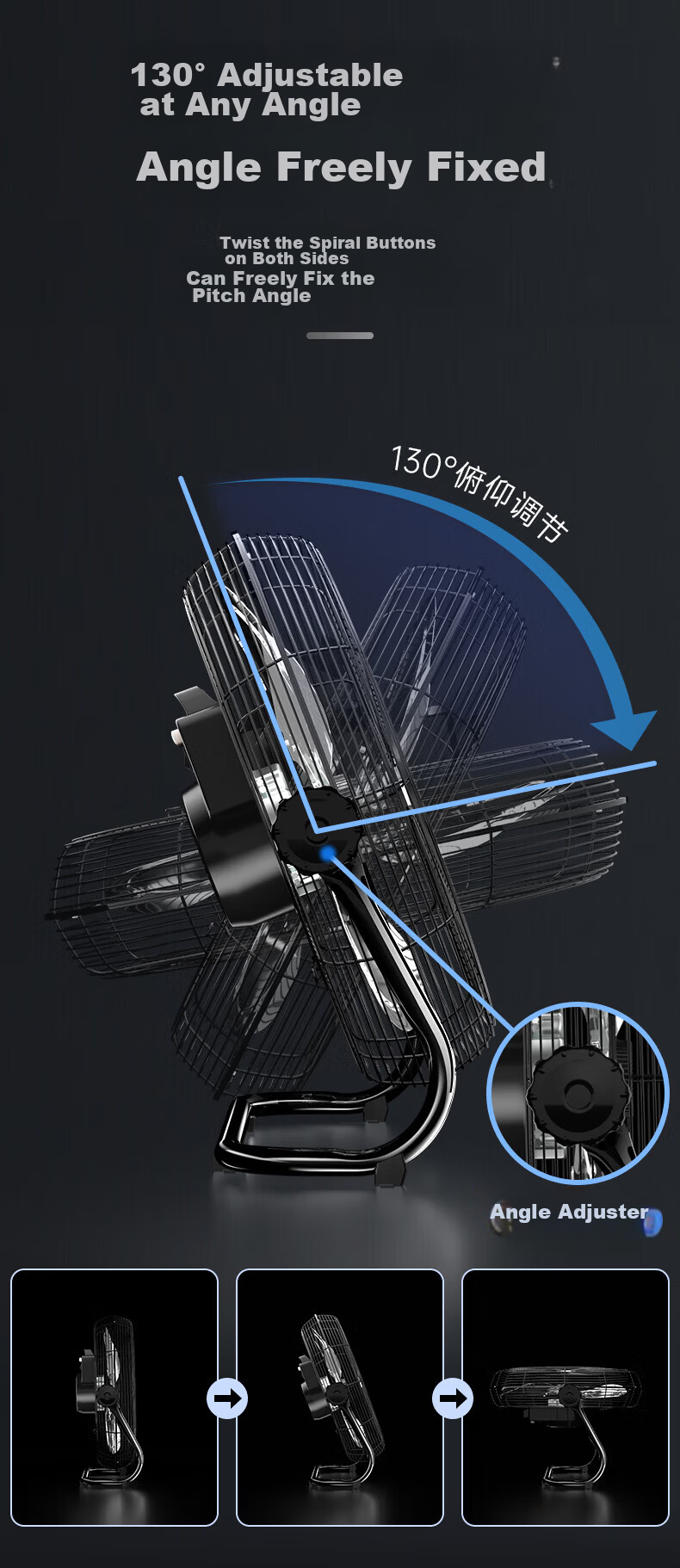Diamond Brand 16-Inch Industrial Floor Fan Powerful Oscillating Desktop and Floor Fan TF1601 11