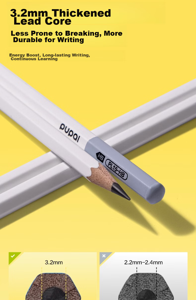 Deli 10-Pack 2B Writing Pencils, Bule Hexagonal Barrel, 3.2mm Thick Graphite Core, Student Handwriting Practice Pencils, School Stationery Energy Bar 3