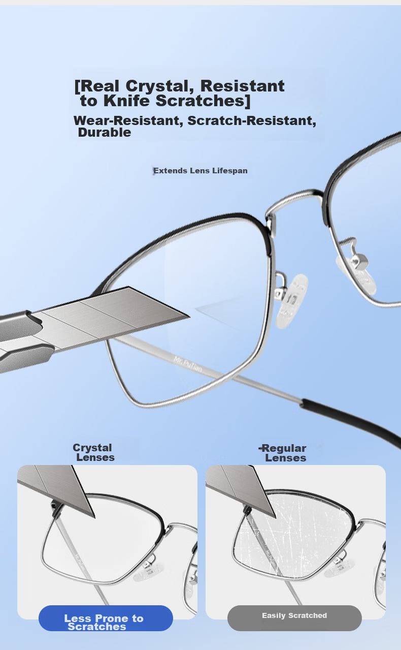 Mr. Pu Premium High-Definition Reading Glasses for Men and Women, Genuine Donghai Crystal Stone, Scratch-Resistant, 250 Degree Presbyopic Eyewear 5