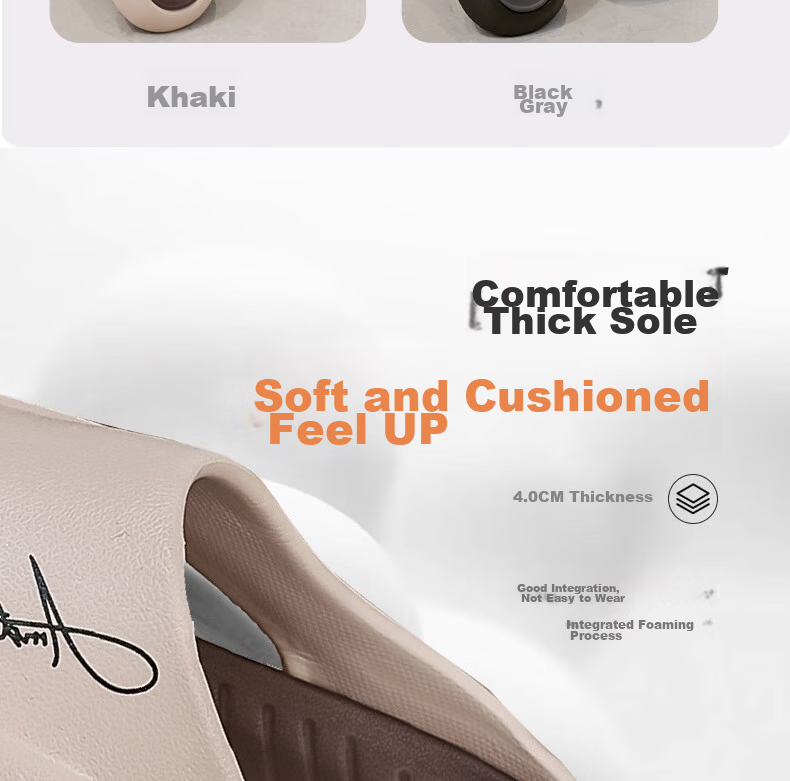 Huamei Jianbu Couple's Home Bathroom Indoor and Outdoor Anti-Slip Soft Elastic Comfortable Slippers HM23161 Beige Orange Size 44-45 10
