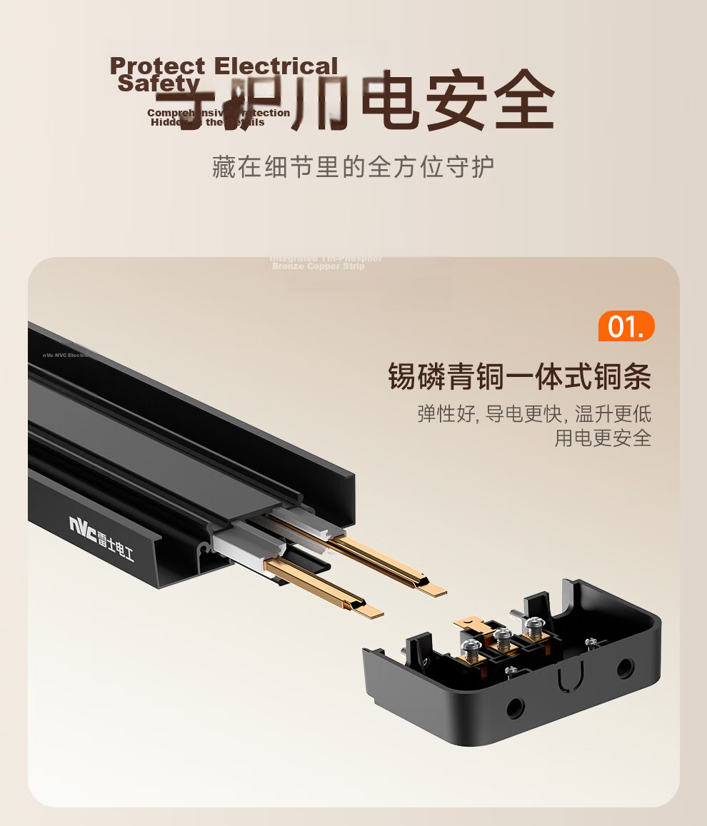 NVC Lighting Track Socket U+C Fast Charging Adapter for Surface-mounted DP13 Series Off-white 13