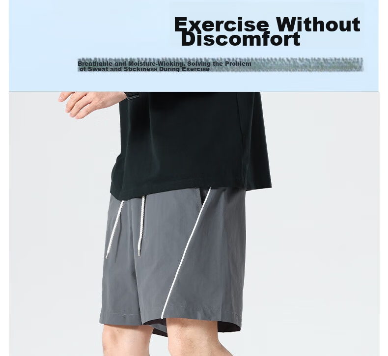 LangSha Men's Sports Shorts Summer Breathable Lightweight Loose Casual Outdoor Quick-Dry Running Fitness Ice Silk Five-Point Pants 10
