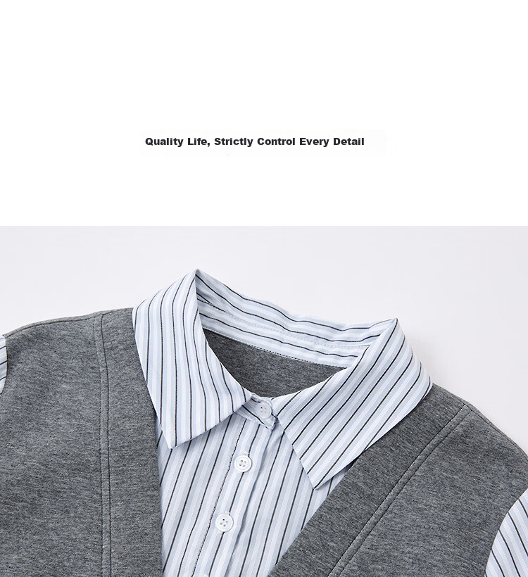Demana [Cloud Oxygen Cotton Blend] Spring Smart Commuter Two-Piece Style Lapel Loose Mid-Length Women's Dress 12