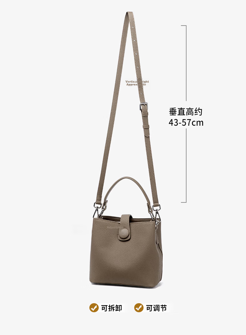 ESUNARTY Genuine Leather Bucket Bag Women 2026 New Handbag Boutique High-End Shoulder Crossbody Bag Birthday Gift for Women 8