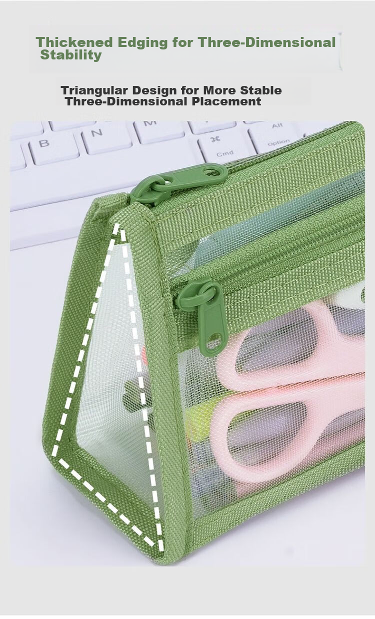 Meijiwan Double-Layer Minimalist Transparent Large-Capacity Exam Pencil Case Student Ins Style Stationery Box Boys Girls High-Value Ivory White 6