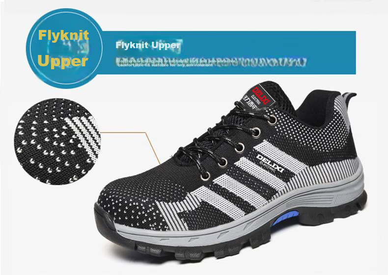 Delixi Electric Men's Safety Work Shoes, Steel Toe Cap, Lightweight, Kevlar Puncture-Resistant, Slip-Resistant, Breathable, Durable, Comfortable Summer Work Safety Shoes 7