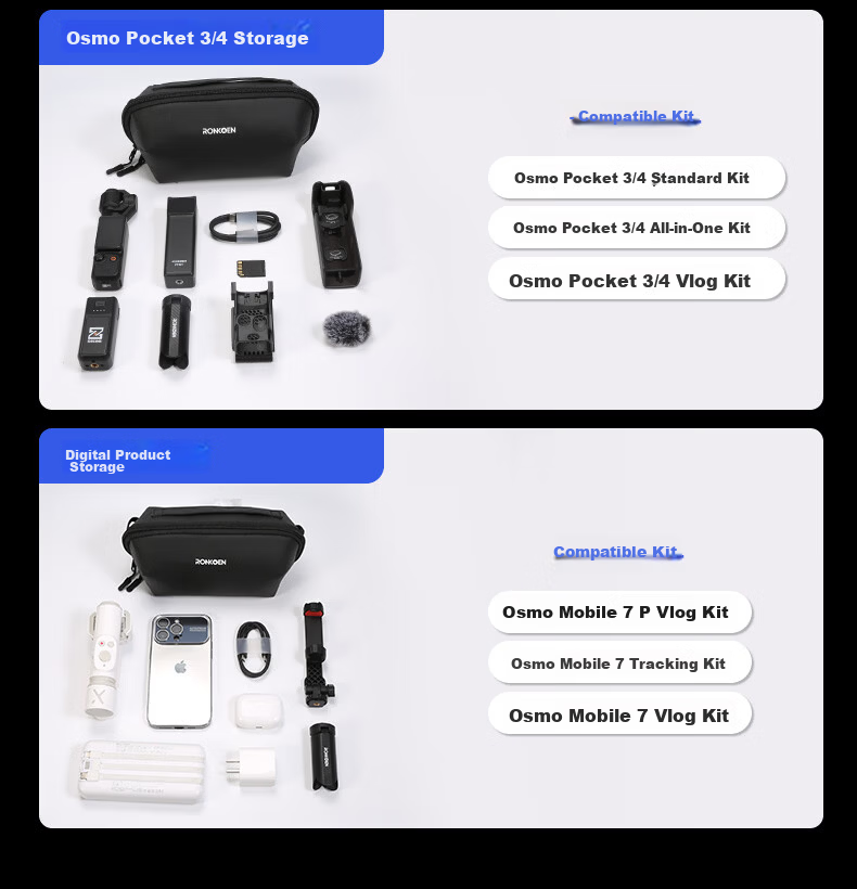 Loken Storage Bag for DJI Pocket 4/3/4 Pro, Action 5/4/3 Sports Camera Protective Case, Osmo 360 Storage Box, Nano Portable Handheld Accessories 4