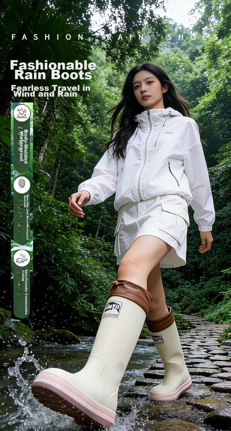 Lanoudun Rain Boots for Men And Women, Tall Waterproof Shoes, Outdoor Non-Slip Rubber Shoes, Wear-Resistant Soft-Soled Rain Boots YX1015 Size 43 1