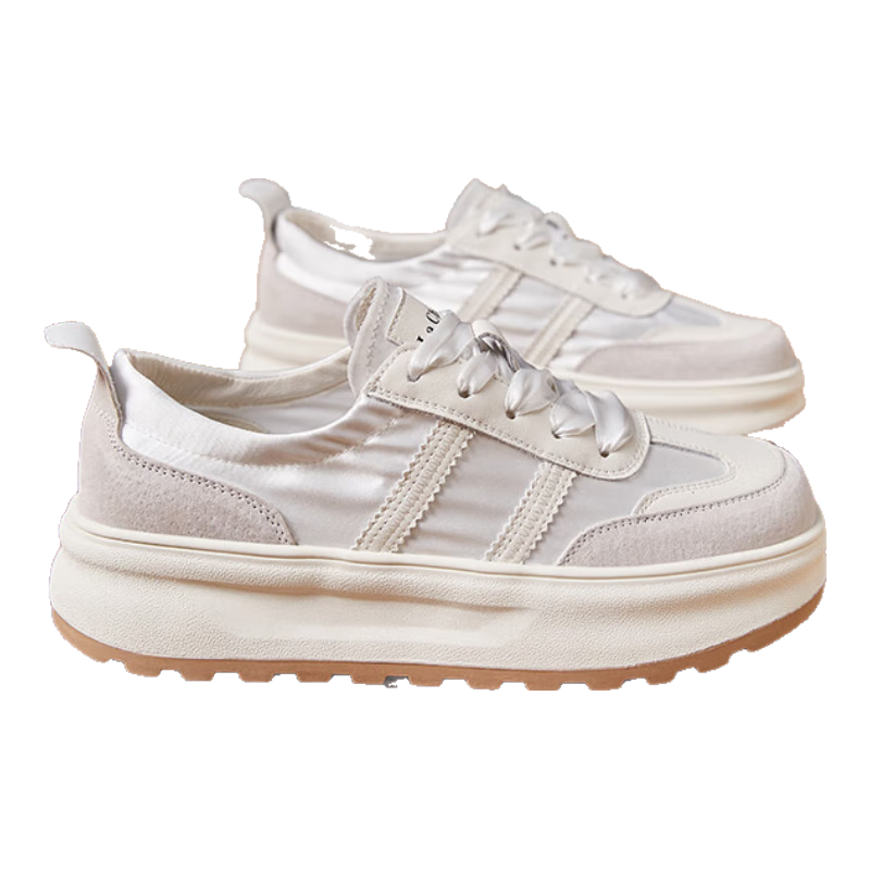 LA CHAPELLE Women's Casual Thick-Soled Sneakers Lightweight Trendy Soft Sole Shoes White 39