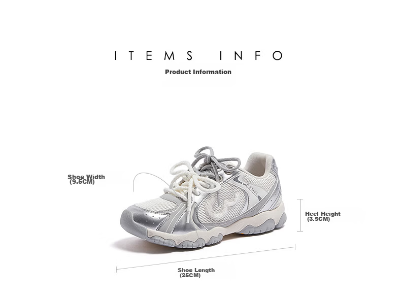 CAMEL Lightweight Cloud Training Shoes Women Naiwa Collaboration Height Increasing Thick Sole Casual Sports Shoes L26SXG3217 Off-White/Silver Size 38 12