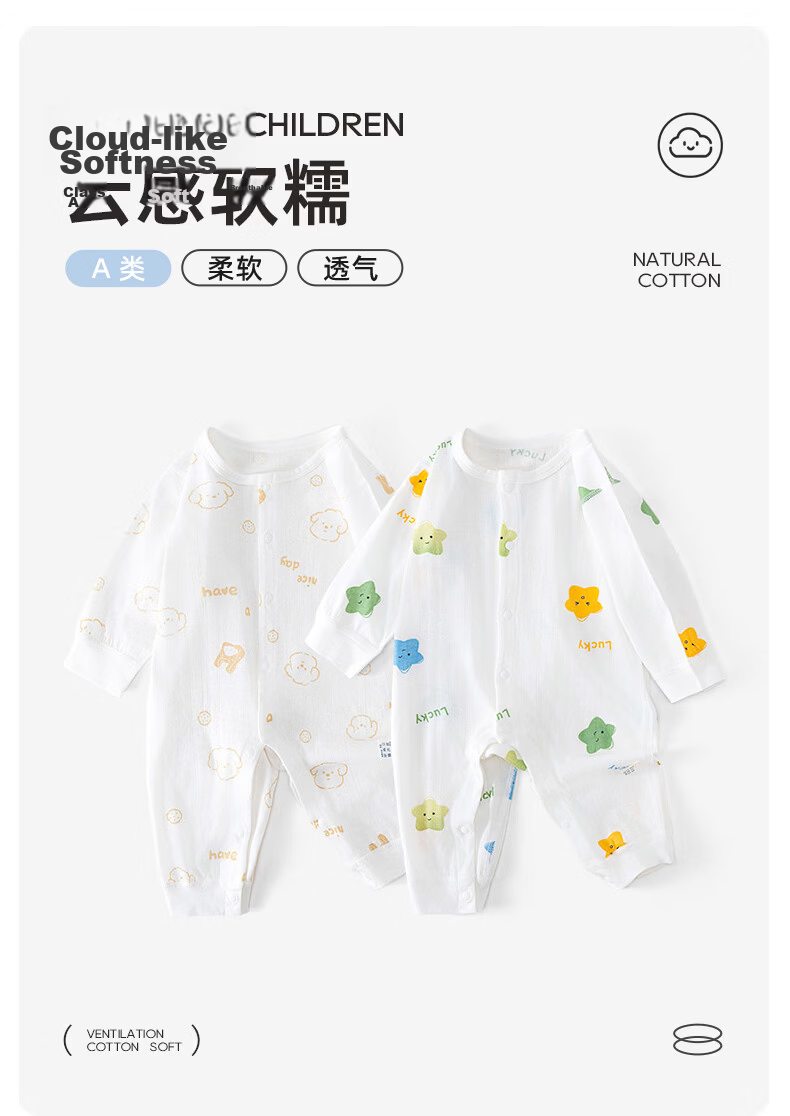Shubeiyi 2-Piece Set Baby Clothes, Newborn Onesie, Spring And Autumn Pure Cotton Romper, Thin Full Moon Baby First Birthday Crawling Suit, Blue, Size 73 1
