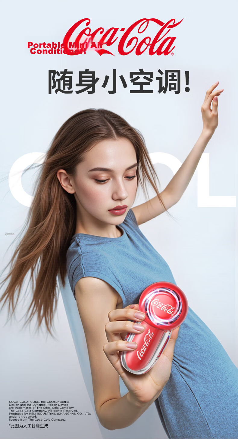 Coca-Cola Handheld Desktop Long Battery Life Portable Rechargeable High-Speed Cooling Fan for Office, Students, Dormitory, Outdoor B-FS05G 1