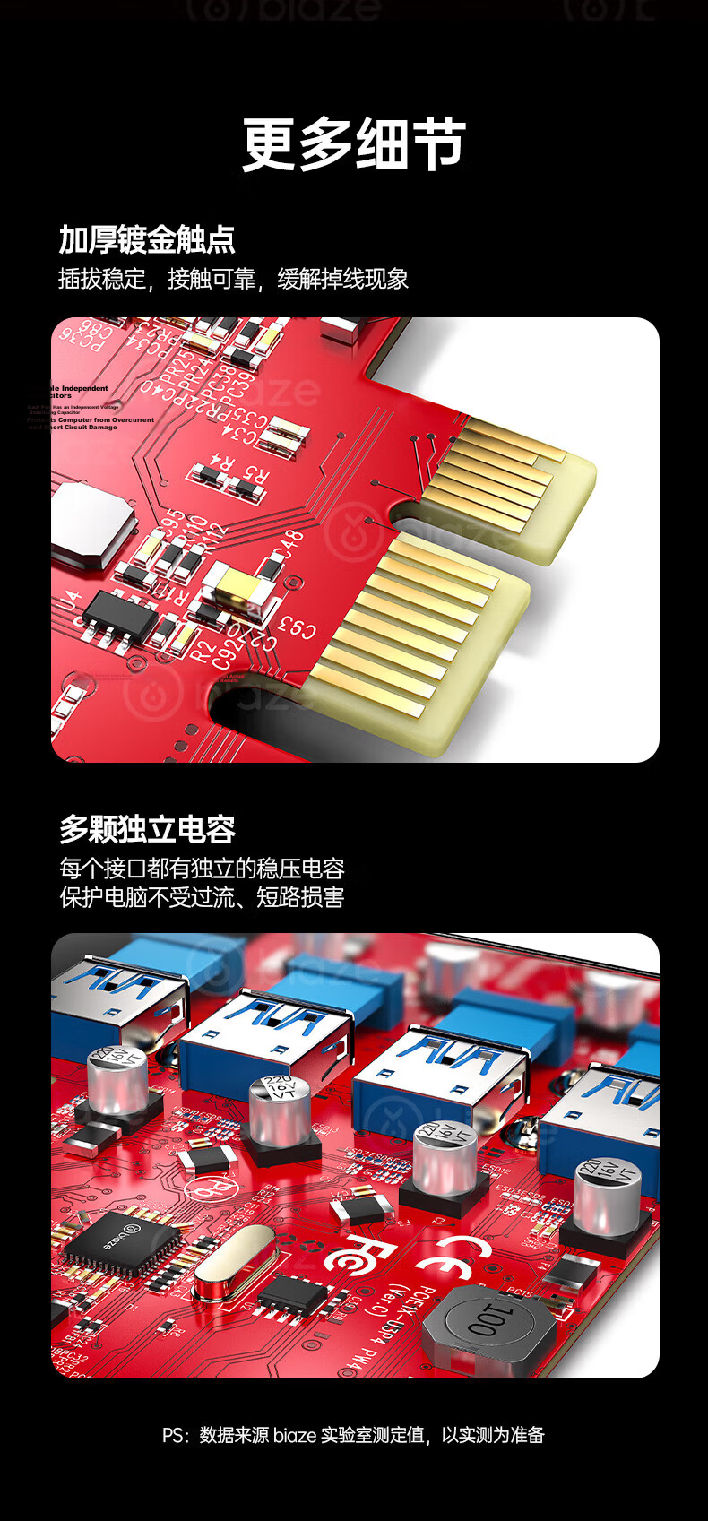 BIAZE PCI-E to 4-Port USB 3.0 Expansion Card for Desktop PC Internal USB 3.0 Adapter HUB Hub Driver-Free Independent Power-Free 9