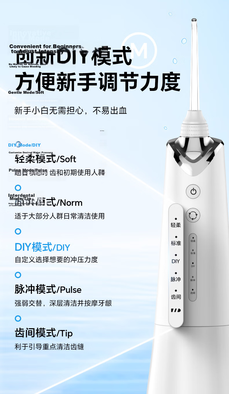 BILESHI Portable Water Flosser, Dental Irrigator, Oral Irrigator, Water Flosser, Tartar Remover, Ozone Sterilizer, Gift for Boyfriend, Girlfriend, Father's Day Present FC3810 8