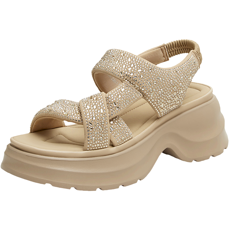 TEENMIX Qixi Festival Gift Sparkling One-Strap Sandals Simple Comfortable Versatile Fashion Women's Shoes 2026 Summer New Arrival