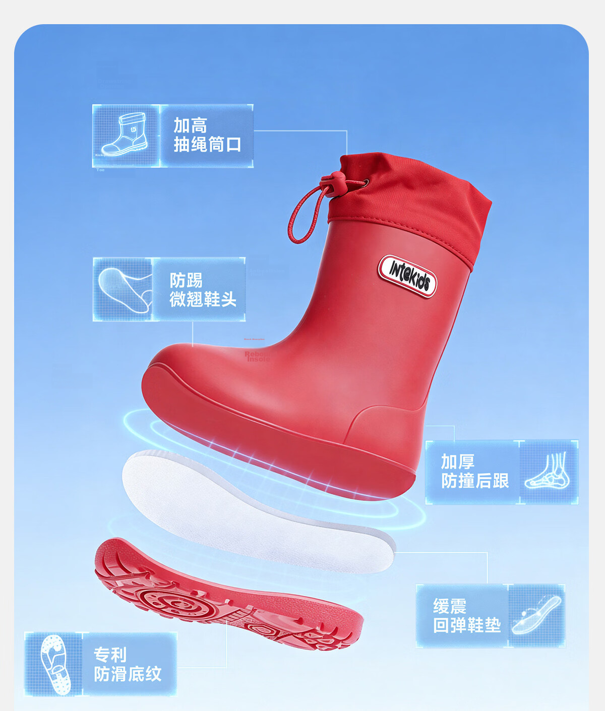 Sweet Sweet Kids Waterproof Non-Slip Rain Boots for Boys and Girls, Lightweight Durable Versatile Water Shoes for Toddlers and Kindergarten Children 17