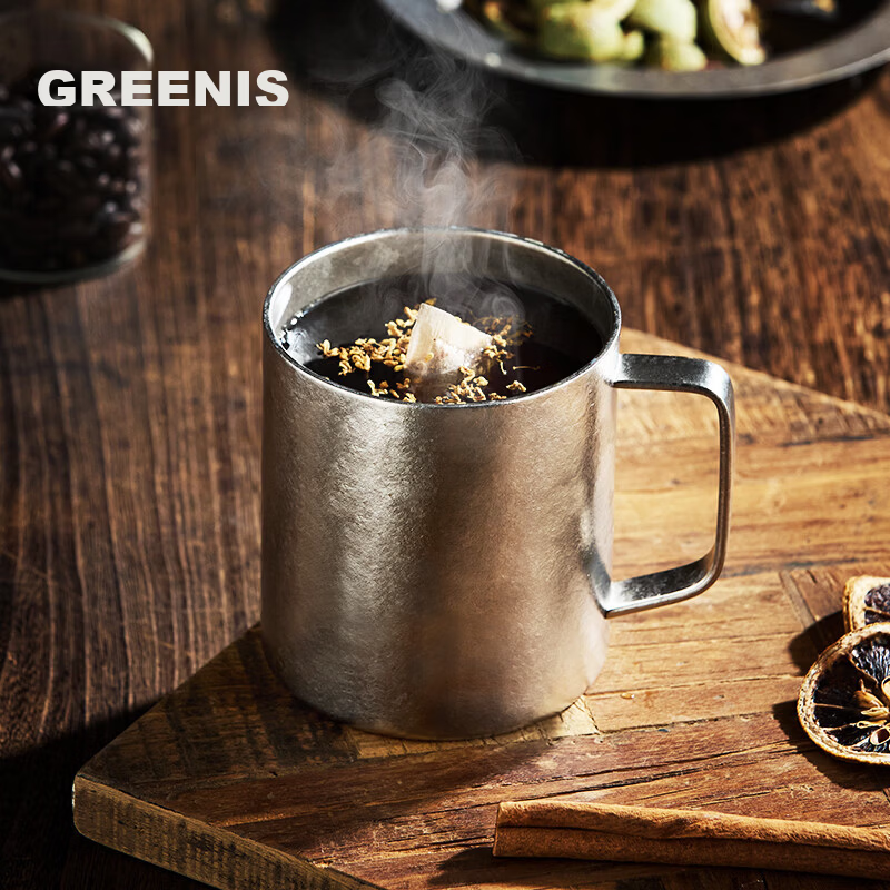 GREENIS Pure Titanium Mug, Coffee Cup, Titanium Cup, Water Cup, Office High-Value Couple Mugs, Birthday Gift for Teachers