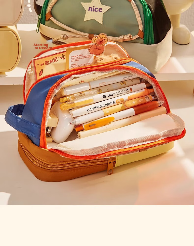 Class 3 Grade 2 Star Large Capacity Multifunctional Pencil Case for Girls High-Value Pencil Box Stationery Bag for Female College Students New Style Pencil Box Green Wild Fairy Tale 13