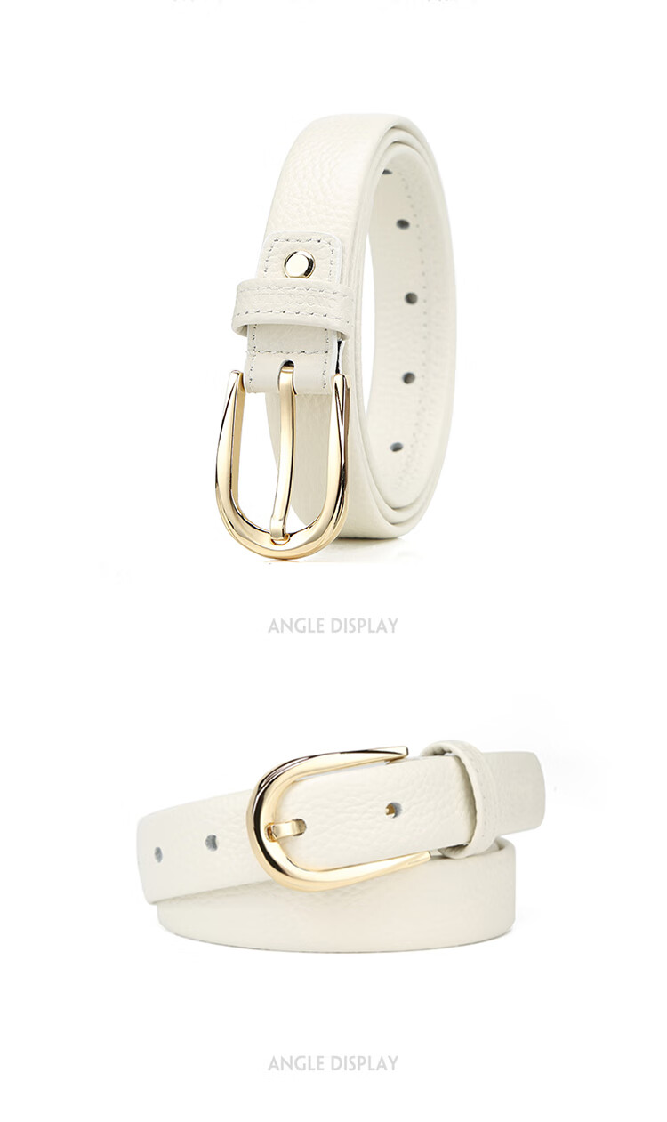 CROCODILE Belt, Fashionable Top-Layer Cowhide Soft Women's Simple Pin Buckle Belt, Birthday Gift, 11430 White, Gift for Girlfriend 6