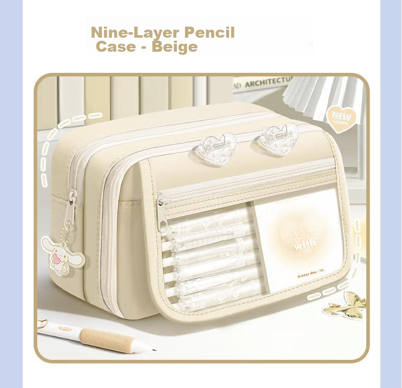 Meijiwan Large Capacity Transparent Pencil Case Stationery Box for Elementary and Middle School Students High-Value INS Style Girls Back-to-School Gift Multi-Layer Storage Multifunctional Pencil Bag C 6