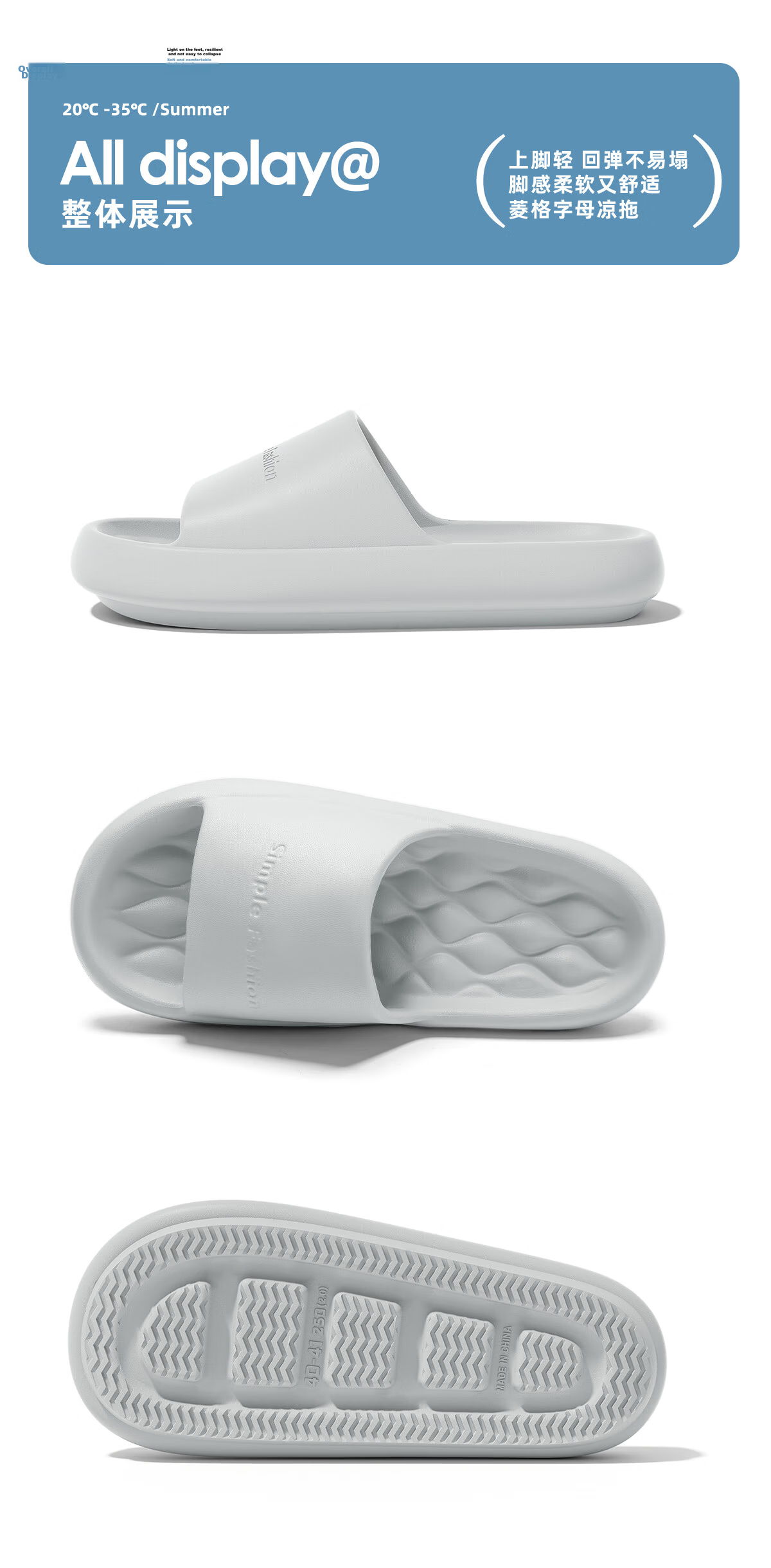 TZLDN Women's Indoor Non-Slip EVA Bathroom Slippers, Summer Men's Comfortable Soft Sole Sandals 22