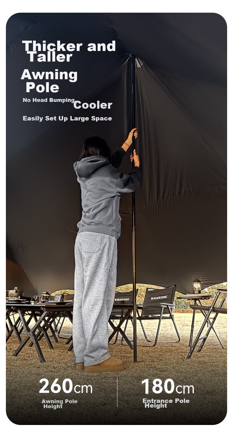 Black Dog Black Vinyl Canopy Outdoor Camping Tent Sunshade Extra Large 80㎡ Sunshade Area Night Black 10