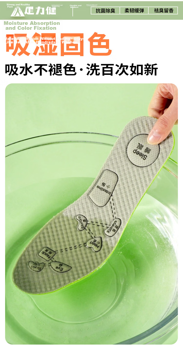 Zulijian Mugwort Deodorant Insoles Breathable Sweat-Absorbing Odor-Resistant Long-Lasting Fragrance Women's Soft Sole Comfortable Men's Anti-Fatigue Insoles for Prolonged Standing 6