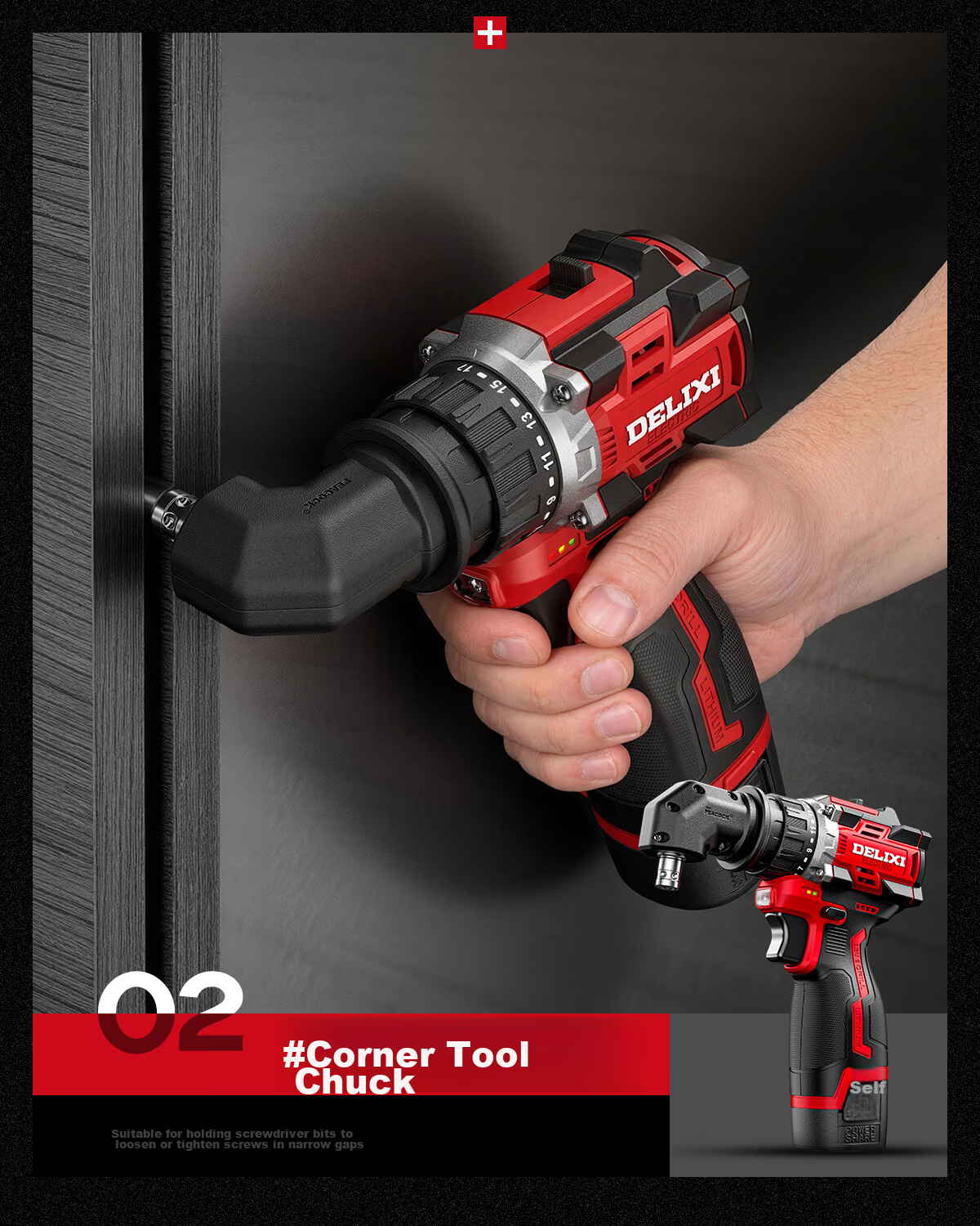 Delixi Electric Multifunctional 16.8V Brushless Lithium Battery Cordless Handheld Drill with Quick-Change Chuck and Toolbox 11