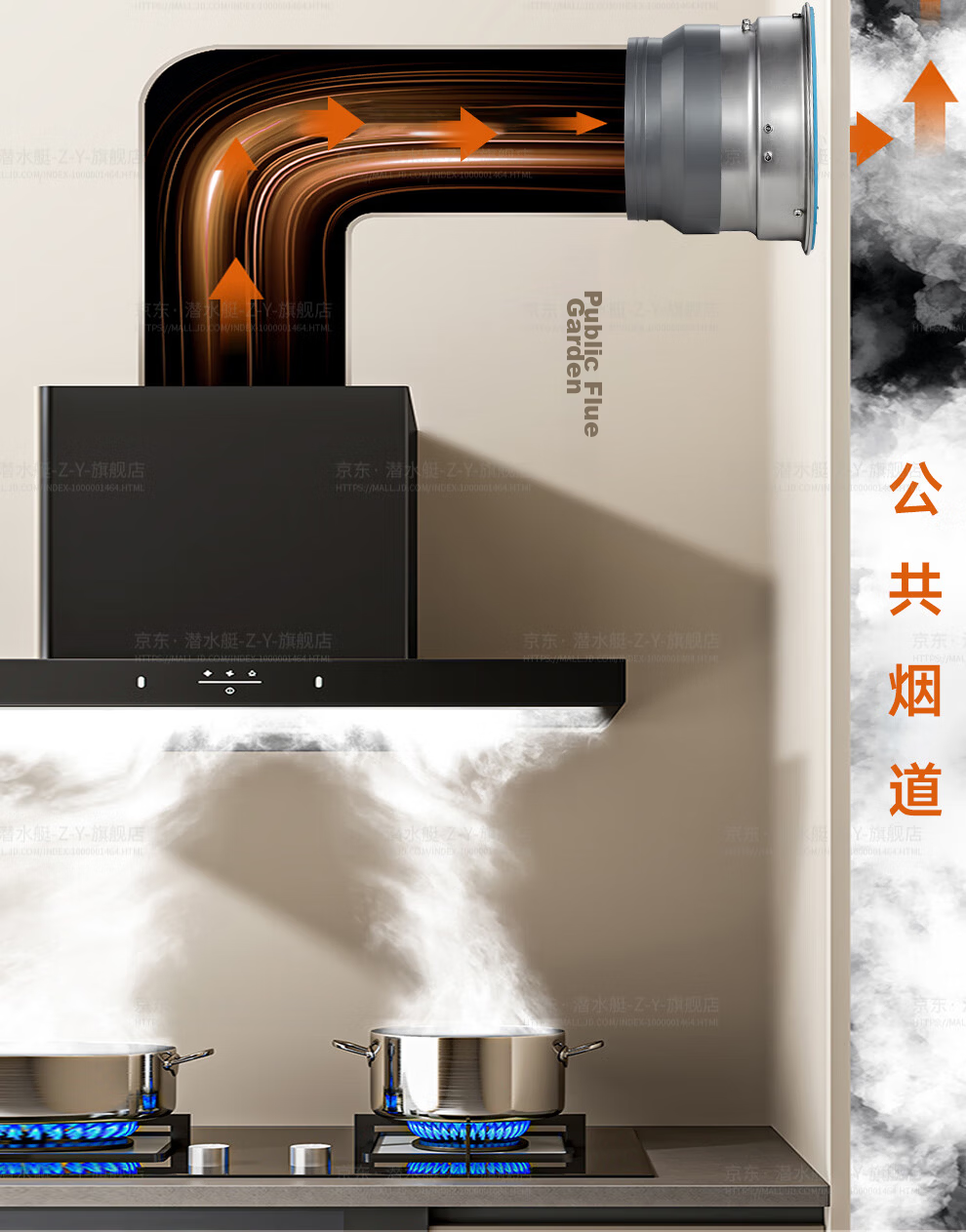 Submarine GH160 Kitchen Range Hood Check Valve, Public Vent Anti-Odor Device, Stainless Steel Upgraded Versio 20