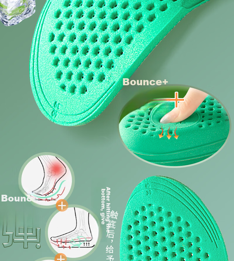 Vitality Rebound Sports Insoles for Men, Sweat-Absorbing, Breathable, Odor-Resistant, Soft and Elastic, Long-Standing Comfort, Shock Absorption for Running, Basketball, Military Training, Women's Gray 9