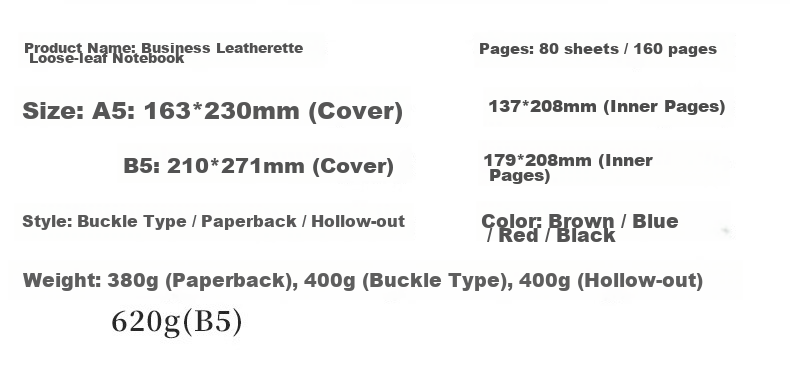 Jiaranheng Business Premium Thickened A5 Leather Cover Loose-Leaf Notebook with Buckle Office Meeting Notes Simple Diary Detachable Journal Blue 7