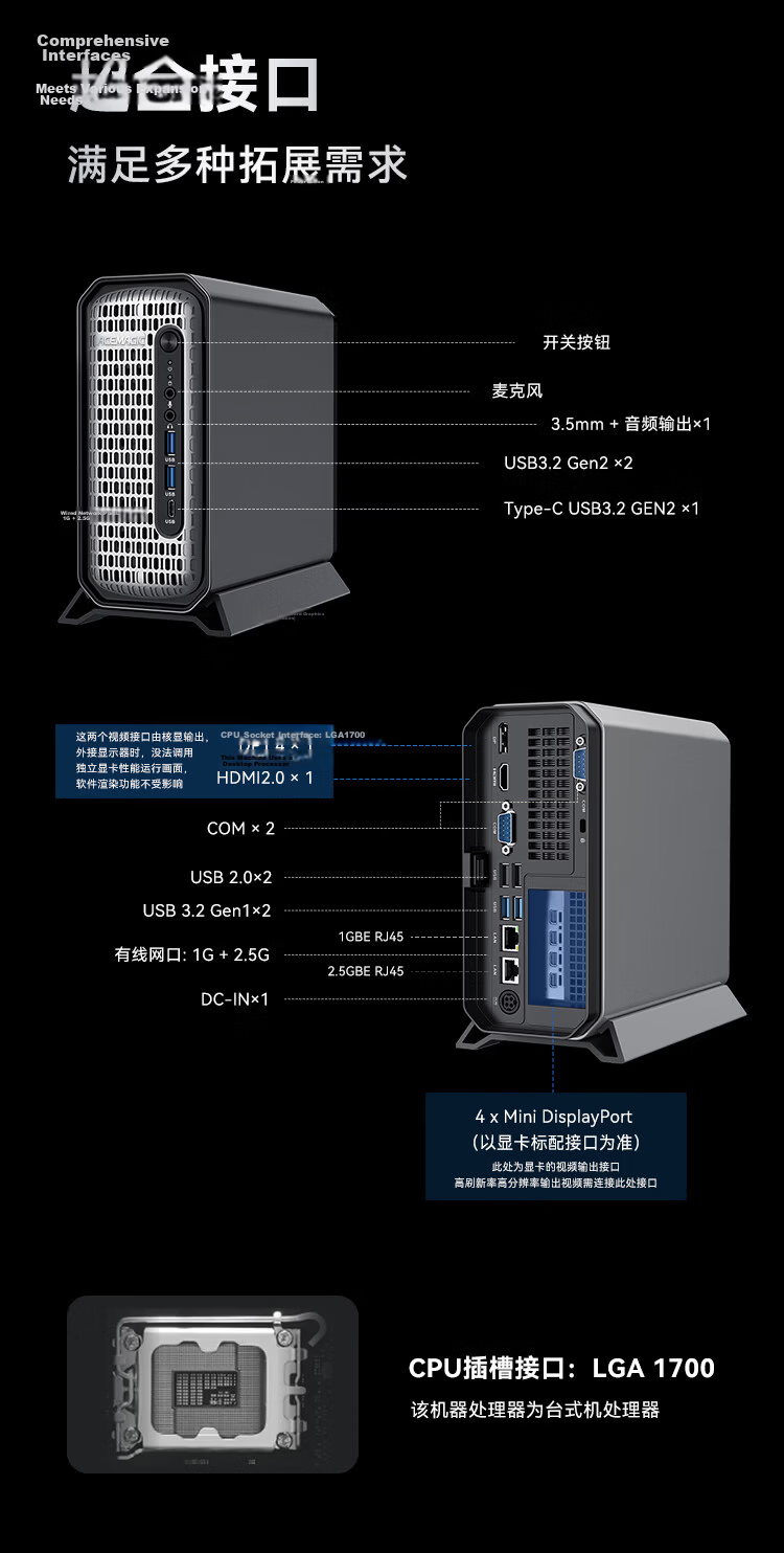 Amaq Ai Smart Computing G3A Mini Workstation Mini PC Core i9 Dedicated Graphics RTX Pro4000 Mobile High-Performance Graphics Rendering Portable Computer Large Model Deployment 13