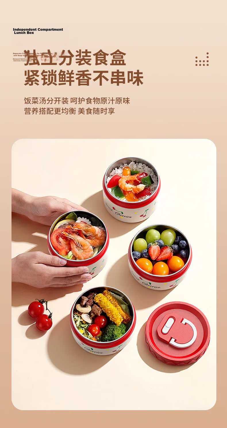Licheers Stainless Steel Insulated Lunch Box Set Multi-layer Bento Food Container for Office Workers and Kids 13