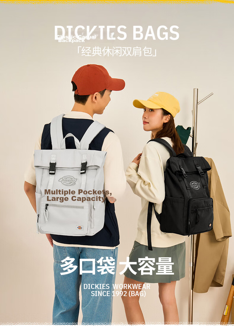 Dickies Backpack Unisex College Student School Bag Commuter Laptop Bag Large Capacity Sports Travel Outdoor Bag 2026 New 3