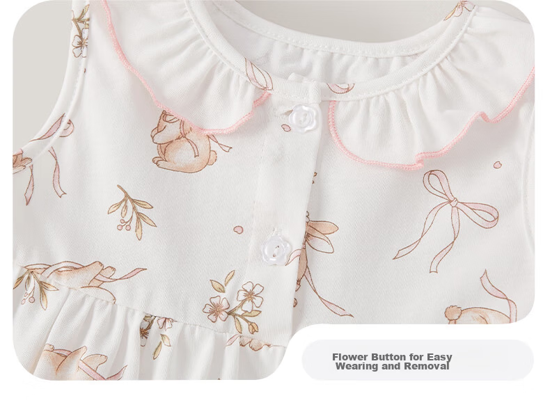 JELLYBABY Round Neck French Style Floral Dress Summer Girls Baby Knitted Vest Dress Casual Breathable Lightweight 37