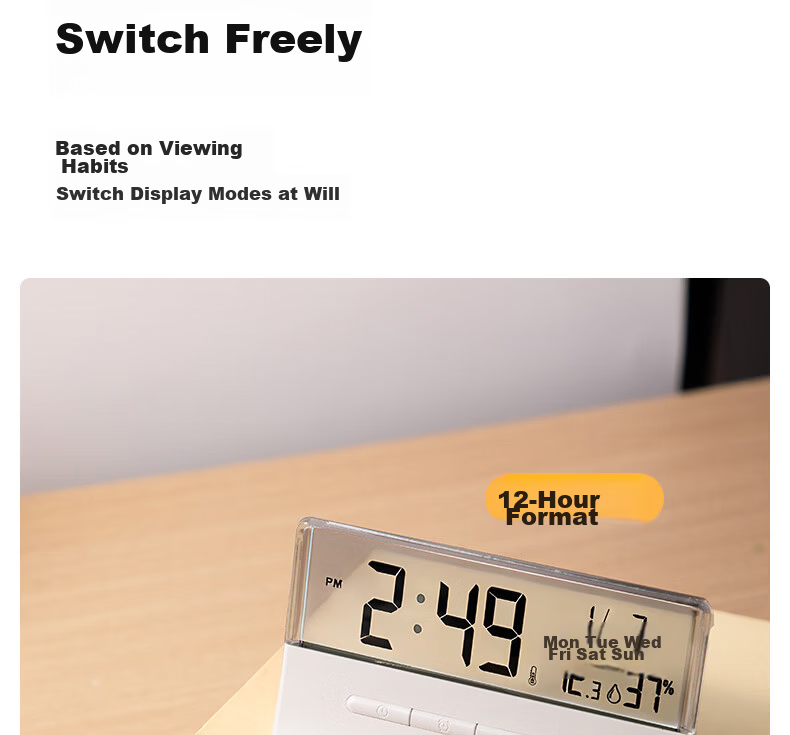Deli Electronic Alarm Clock Backlight Large Bell Smart Home Student Multifunctional Thermometer Large Screen Bedside Clock Back to School Essential - LE122 Gift 10