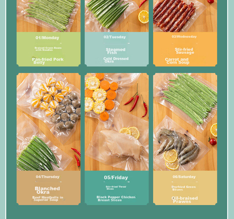 Deli Vacuum Sealer Machine Household Commercial Food Vacuum Packaging Bags Food-Grade Safety Material 15cm*20cm/50pcs 9